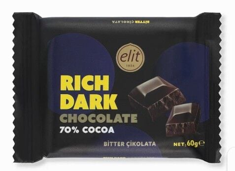Elit Bitter Çikolata %70 Tablet 60 Gr Glutensiz